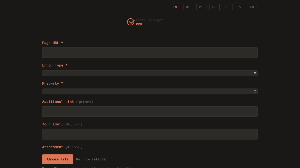 Error Manager PRO Dashboard